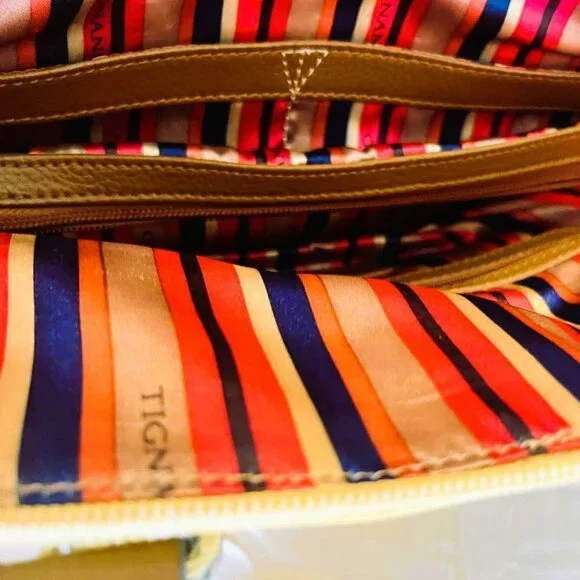 Vintage Tignanello Yellow Leather Shoulder Bag USA Rare 2000s Top Handle - Picture 11 of 16